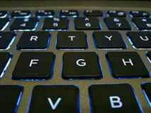 feather icons suggested by a backlit keyboard on a desk